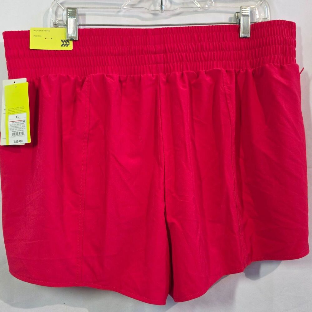 NWT All in Motion Active Light High Rise Running Shorts 3" Red Woven Womens XL